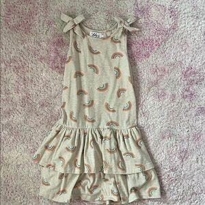 Lola + The Boys Beige Rainbow Dress
